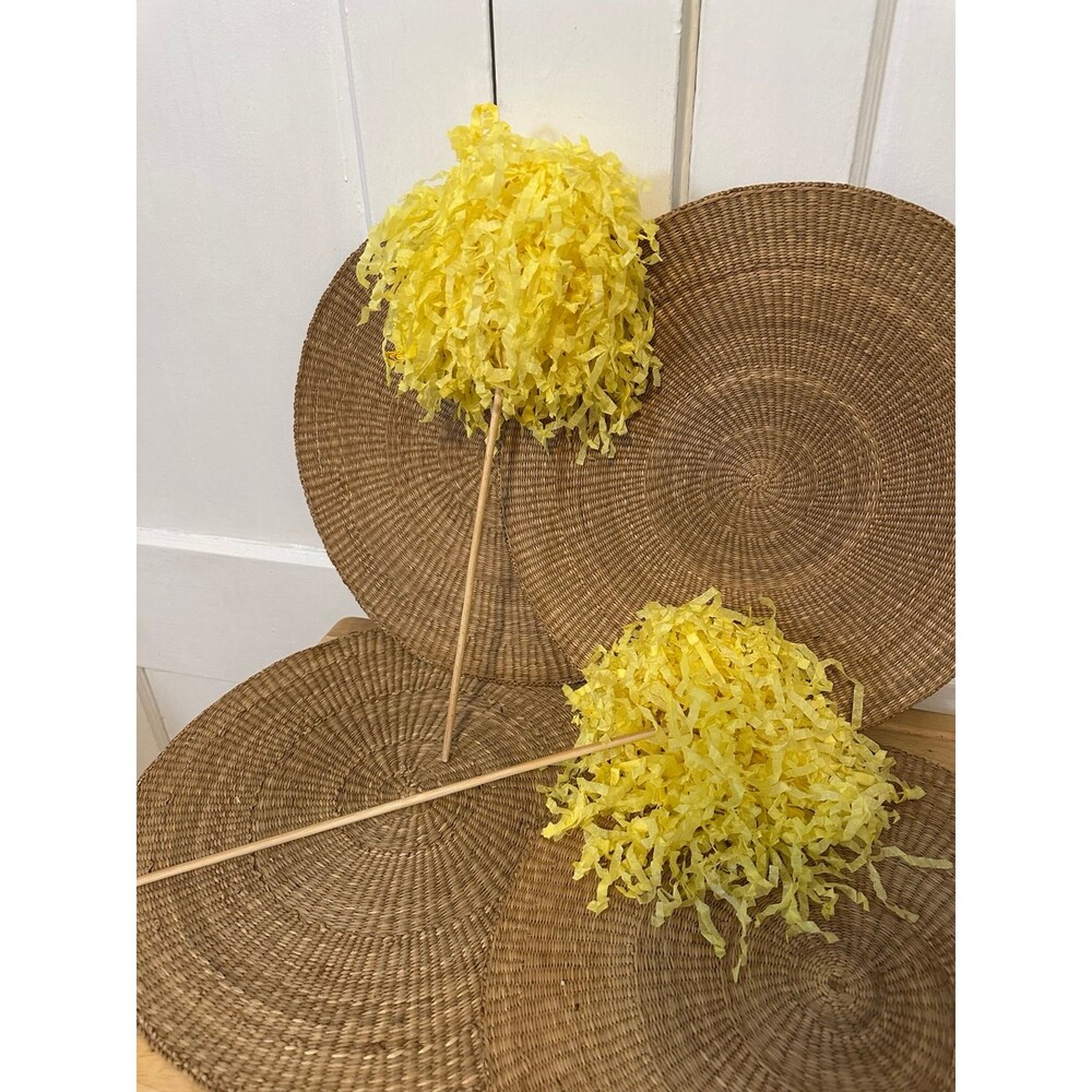 Two piece yellow Pom Pom cheerleader costume accessory